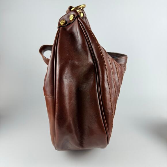 Marino Orlandi Genuine Leather Shoulder Tote Bag Reddish Brown Made in Italy NWT - Picture 3 of 10